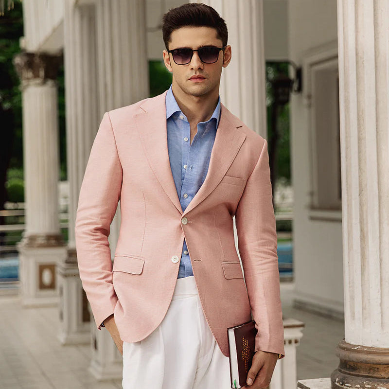 Melange Pink Linen Blazer