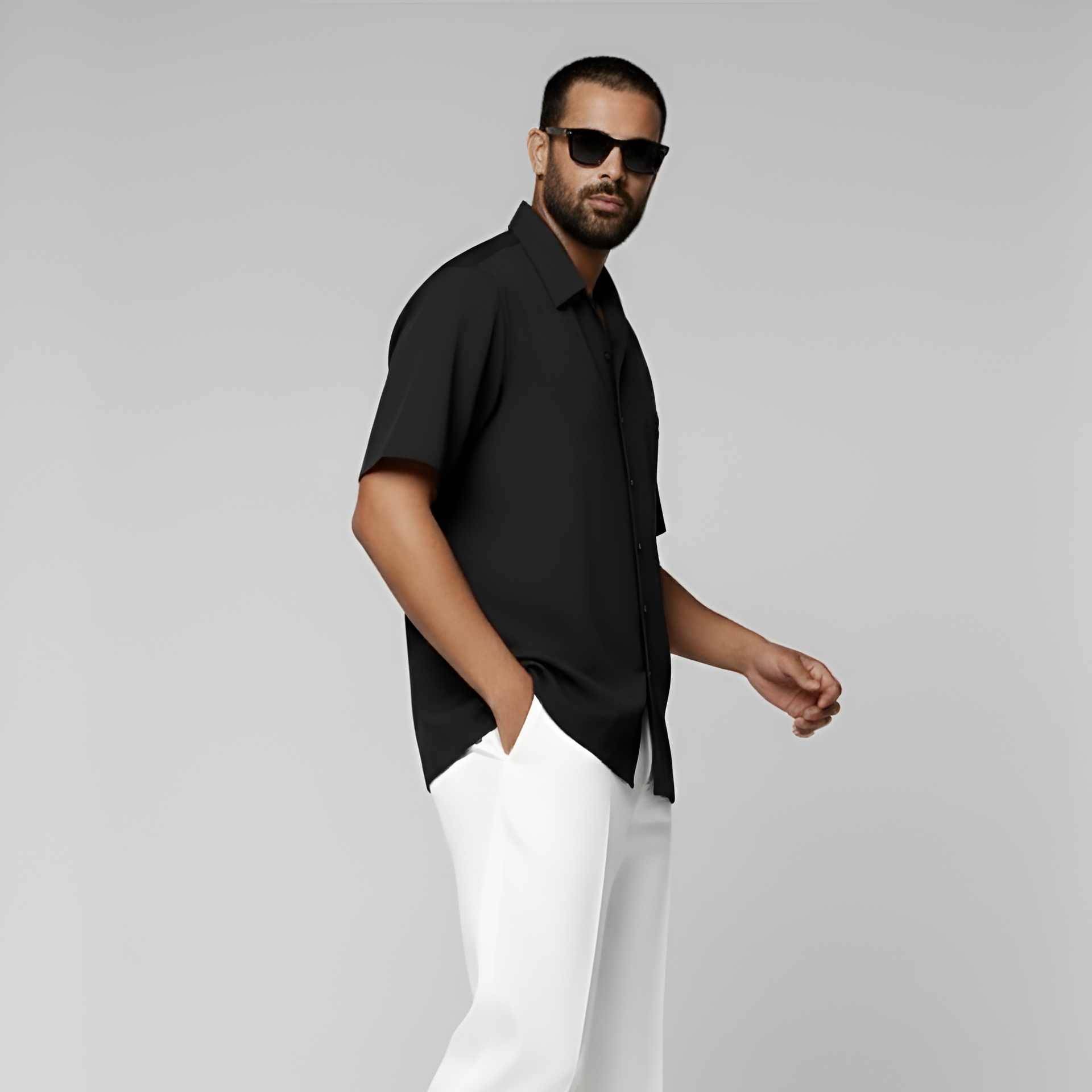 Black Cotton Short Sleeve